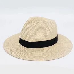 Berets verão chapéus de sol masculino e feminino dobrável grande aba lafite panamá palha chapéu ao ar livre proteção respirável topo