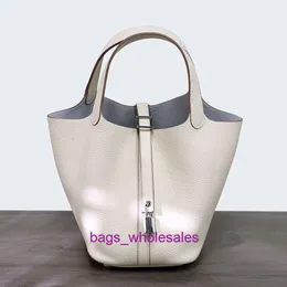 Borsa a mano Promozione liquidazione esportazione Cestino semi-fatto a mano di alto livello Tc Pelle bovina Linea Saffi Borsa a secchiello portatile in vera pelle per donna