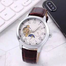 A buon mercato 23 Nuovo orologio meccanico da uomo lunare di alta qualità impermeabile con tourbillon multifunzionale a 6 pin in acciaio cavo di precisione