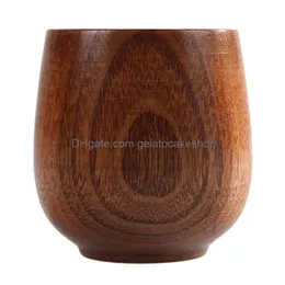 Weingläser Jujube Holz Tasse Primitive handgemachte natürliche Fichte Holz Frühstück Bier Milch Trinkgeschirr Grüner Tee Yerba Mate Tassen Drop D Dh75Q