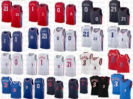 James Harden Tyrese Maxey Joel Embiid Basketballtrikot Allen Iverson Julius Erving Matisse Thybulle 2023 City White Edition Retro-Shirt Blaue Trikots