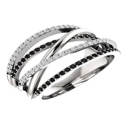 Anelli a fascia Huitan Nuovi anelli da donna in stile etnico con pietra bianca nera Micro pavimentata regalo a sorpresa per gioielli alla moda Q9298362 Dro Otydr