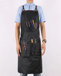 Weeyi Men Ladies Washed Cotton Barber Apron Hairdresser調整可能な黒の袖なしサロンエプロンヘアドレッサーの耐水性Y7031968