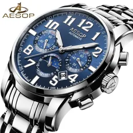 Мужские часы Aesop, брендовые автоматические механические противоударные водонепроницаемые наручные часы, мужские часы Relogio Masculino299L