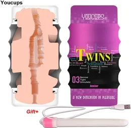 YouCups Macchina per masturbazione maschile a doppio canale Realistico Vagina vera Figa giocattoli per uomo Masturbarsi per uomo Sextoy homme Giocattolo del sesso D19784083