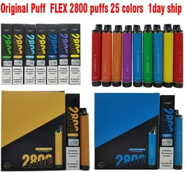 caneta vape descartável Original 100% QST Puff flex 2800 E Cigarros 0% 2% 5% 8ml 850mah Autorizado 37 sabores agradáveis ​​Armazém Local cigarros EUA e getta razz e