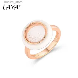 Pierścienie klastra Laya 925 Sterling Srebrna Moda Osobowość Wysokiej jakości cyrkonż Rose Gold Biały Enomel Pierścień dla kobiet Party Luksusowa biżuteria L240315