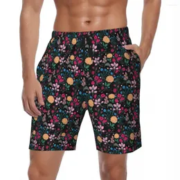 Shorts masculinos verão board homem ditsy floral correndo rosa padrão amarelo praia moda confortável troncos plus size 3xl