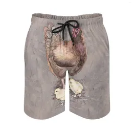 Calções masculinos mãe galinha e pintinhos aquarela design surf praia boardshorts retalhos surf nadar calças curtas frango galinhas