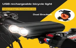 Luzes de bicicleta à prova de chuva 2 T6 LED Lumiere velo USB recarregável lâmpada LED tocha lanterna ciclismo esportes segurança ciclismo luz traseira237F4963708