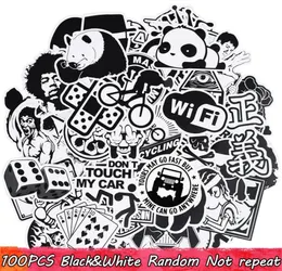 100 Stück coole, wasserfeste Schwarz-Weiß-Punk-Anime-Aufkleber für Erwachsene zum Selbermachen von Wasserflaschen, Handyhüllen, Laptops, Scrapbooks, Gitarren, Fahrrädern 5262318