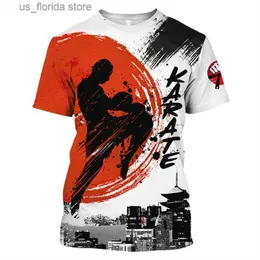 Мужские футболки Мужская спортивная футболка для каратэ 3D Спортивная одежда для фитнеса на открытом воздухе Повседневная футболка большого размера с круглым вырезом Мужская короткая футболка для борьбы Y240321