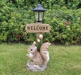 Garden Decorations Resin Simulation Solar Squirrel Ornaments Small Animal Sculpture Courtyard Crafts45389178382719
