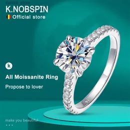Pierścienie klastrowe Knobspin 3CT D kolorowy pierścień Moissanite S925 Sliver Splated 18K Białe Złotą Połączkę zaręczynową dla kobiet drobna biżuteria L240315
