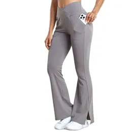 Lu Align Lemon Taille Pant Yogo Cross Fackel Frauen -Training Legging mit Taschen Saum Schlitz Sporthose Elastizität Butt heben foss eng jogge