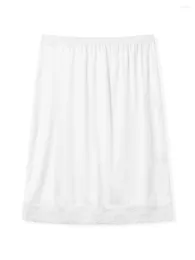 Kvinnors sömnkläder kvinnor s satin halva glider elastiska hög midja spets trim kjol extender underskirt anti statisk petticoat för under klänningar
