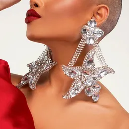 Orecchini stella marina esagerati di lusso oversize per le donne 2023 Design geometrico di cristallo ciondola i gioielli del partito 240305