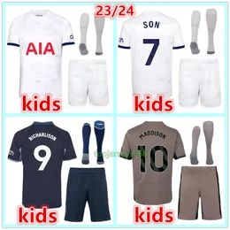 2023 2024 MADDISON SON Futebol Jerseys Kids Kits de Futebol Meias Romero Kulusevski 23 24 Criança Van de Ven Johnson Tottenham Football Kit Camisa Spurs Jersey
