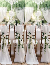 2018 White Chair Sashes for Weddings 30d Chiffon 20065 cmウェディングチェアカバーChiavari椅子Sashes DIY Style2037001