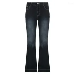 Женские джинсы, модные расклешенные Y2k, винтажные милые брюки с заниженной талией, эстетичная уличная одежда, повседневные брюки-карго, женские корейские потертые джинсы