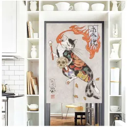 Curtains Japanese Noren Cat Door Curtain 3D Print Fengshui Doorway Partition Curtain Kitchen Bedroom Entrance Decoration Hanging Curtains