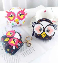 PU Leather Owl Shape Formes Fear Ring for Kids Conte Cartoon Key Bag bag keychain Zipper Wallet Coin Bags Backpack Conder Bendant 8822429