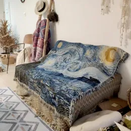 Cobertores 160x220cm estrela impressão tapeçaria decorada de malha espessamento colcha quarto colcha toalha de mesa decoração de casa delicado toque cobertor