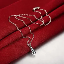 Pingentes 45cm comprimento 925 prata esterlina colar jóias moda bastante alta qualidade para mulheres senhora gota corrente pingente