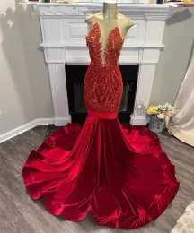 Lindo vestido de baile de veludo dourado vermelho, top transparente, miçangas brilhantes, veludo, preto, menina, sereia, festa, vestidos de gala