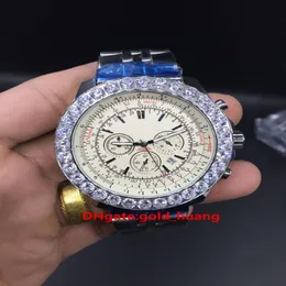 Luxo diamante moldura limitada flyback edição relógio masculino esporte quartzo cronógrafo vidro de safira alta qality aço inoxidável Watches262t