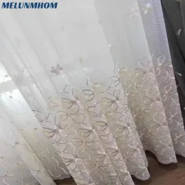 Curtains New Timelimited Woven Lace Luxury Sheer Panels Embroidery Tulle for Living Room Bedroom Privacy Translucent Yarn Drapes curtina