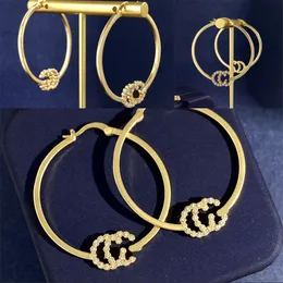 New earings designer jewelry luxury hoop earring resplendent geometric letter round earings celebrity same style ohrringe steel couple gifts romantic zh168 E4