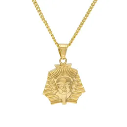 Erkekler Kadın Paslanmaz Çelik Mısır Firavun Kolye Altın Renkli Hip Hop Stil Titanyum Mısır Kral Kolye Zinciri Punk Jewelry263Z