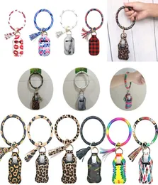 Customize Neoprene Hand Sanitizer Bottle Holder Keychain Bags 30ML 1036cm Tassels Key Ring Hand Soap Bottle Holder Printed Lipst9667236