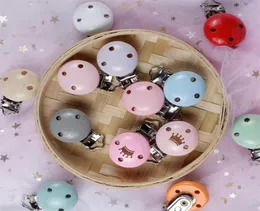 50PCSSET DIY Pacifier Clipチェーンアクセサリー13色の丸い木製クリップダミーテザービーズセットBPA 2111068995908