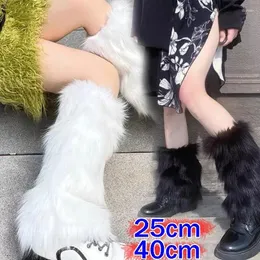 Women Socks Soft White Fluffy Leg Warmer Girls Winter Warm Faux Fur Stockings Long Legging Foot Boot Covers Thick Calf Sock