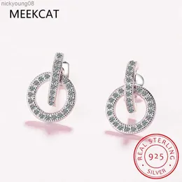 Charme real d cor moissanite círculo brincos para mulheres qualidade superior 925 prata esterlina espumante laboratório diamante casamento jóias l2403