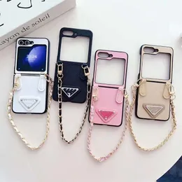 Moda Ters Üçgen Samsung Galaxy Z Flip 3 4 5G Z Kat2 Z Flod3 4 Huawei P50 Pocket Lüks PU Deri Deri Şok geçirmez Tam Koruyucu Kapak Flod 5 Cas