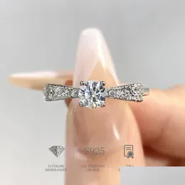 Pierścienie ślubne Diamondworld 0 5ct Luksusowy łuk genialny diament dla kobiet 925 Sterling Sier Fine Jewelry 231117 Drop Gelive Dh6lt