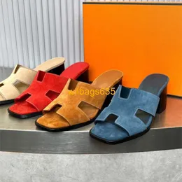 Oran Sandalen Sommer Leder Hausschuhe Gaoding 2024 Neue Retro Dicker Absatz Echtes Leder Sandalen Mode Strand Hausschuhe Damen 65 cm Oberbekleidung haben Logo HBHQNP