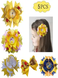 5st Princess Hair Bows Yellow Red Beauty Girl Hair Clips for Girl Hair Accessories2686540