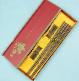 Engraved Unique Chopsticks Gifts Boxes Set High End Chinese Wooden 2 Sets pack 1set2pair 8211076