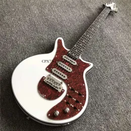 الحنق المخصص نقابة بيضاء BM Brian May Electric Guitar Red Turtle Shell Pickguard Metal Metal Bridge Tremolo Bridge