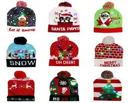 Noel Şapkaları Sweater Santa Elk Knited Beanie Hat ile Led Işık Karikatür Çocuklar İçin Noel Hediyesi Yeni Yıl Malzemeleri3970406