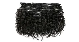 100 Remy Clip in Human Hair Extensions Бразильские волосы Натуральный цвет Афро-кудрявые вьющиеся человеческие волосы 100G1Set Доставка 1635940