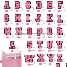 Picie Sts Dziewczęta różowe alfabety Sile St Toppers Akcesoria er Uroki wielokrotnego użytku splash pył wtyczka dekoracyjna 8 mm/10 mm otnlf
