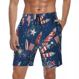 Herren-Shorts, Motiv: USA, Nationalflagge, Sommer, 3D-Druck, lässig, Strand, kurze Hosen, Herren, Sport, Fitness, atmungsaktiv, individuell gestaltete Badehose