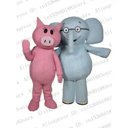 Maskot Kostümleri Fil ve Piggie Maskot Kostümü Yetişkin Karikatür Karakter Kıyafet Takımında Komik Komik Mezuniyet Partisi ZX854