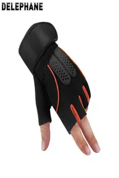 Cykelhandskar Fingerless för Sports Wrist Support Gym Nonslip Black Horisontella bar Övningar Motorcykelträning Klättring8254747