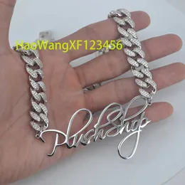 Hip Hop 925 Sterling Srebrny Chunky Nowy design Big Grube Diamond Cuban Link Naszyjnik Naszyjnik